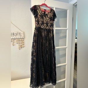 Joyfolie, Mia Joy Black Lace long gown, with gold underlay, size 10